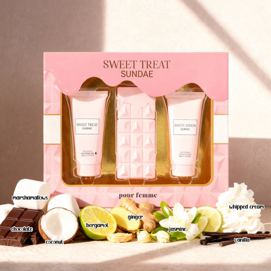 Sweet Treat Sundae Shower Gel, Spray Perfume Eau De Parfum 50ML/1.7FL.OZ/3 GIFT SET