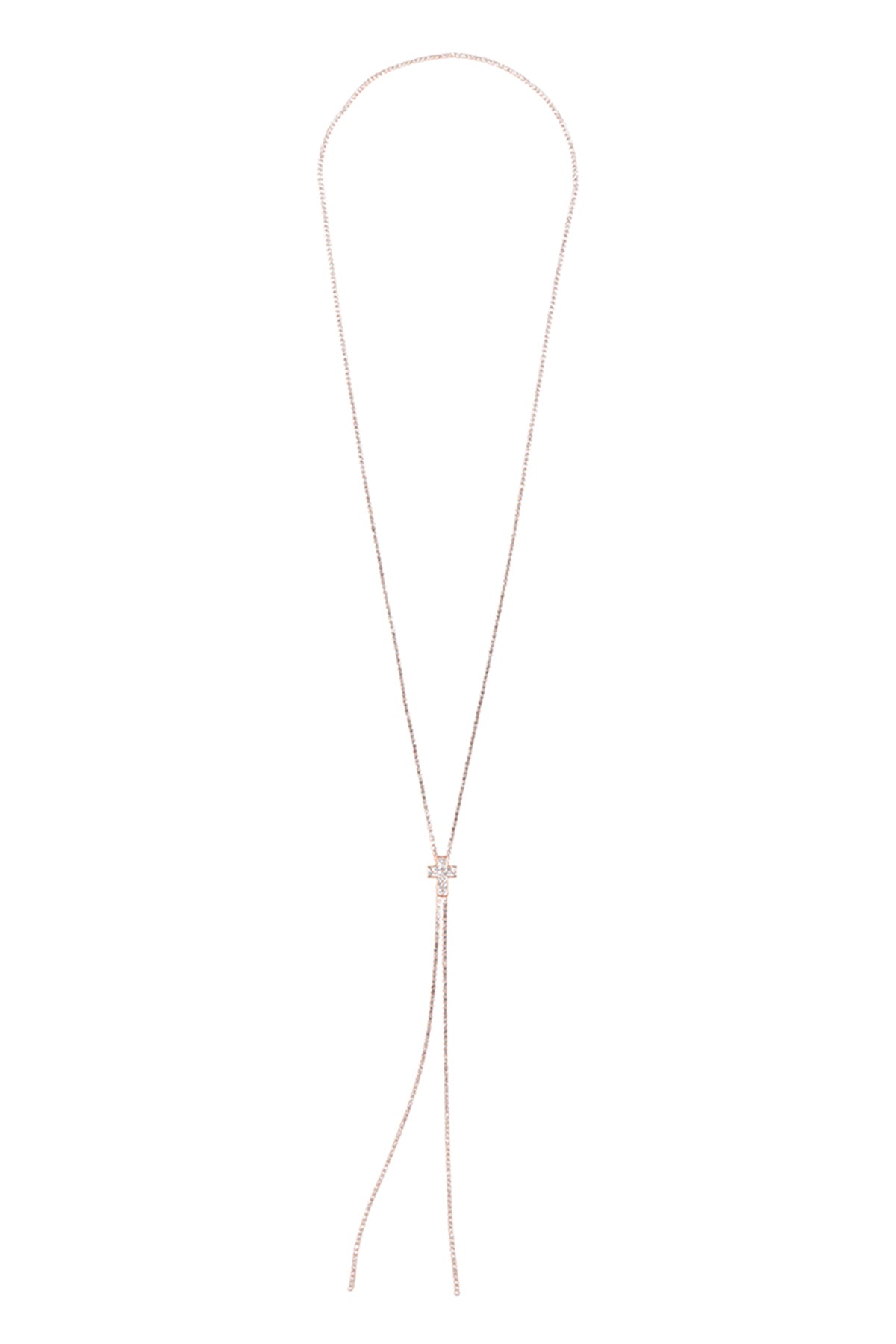 Rhinestone 4 7" Cross Slider Necklace