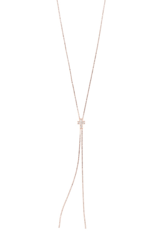 Rhinestone 4 7" Cross Slider Necklace