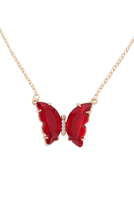 Glass Butterfly Charm Necklace