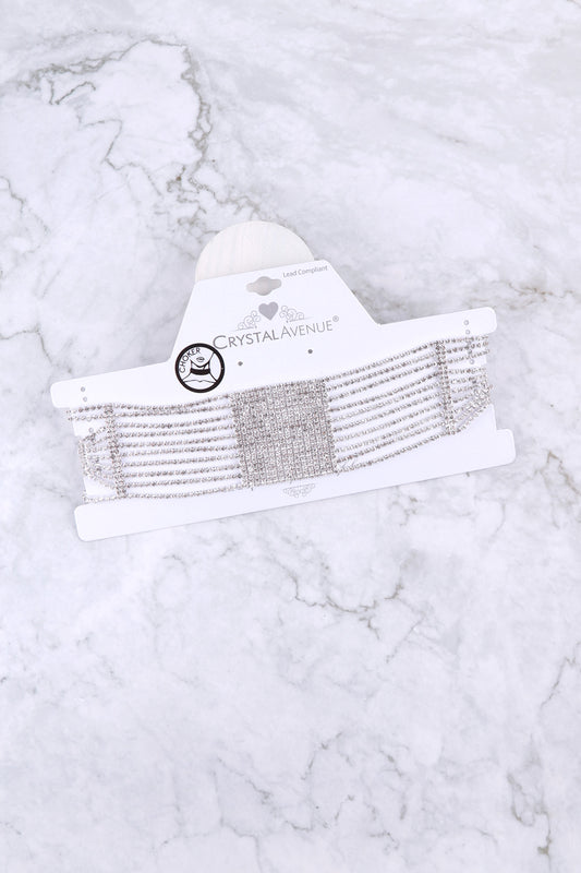 Square Center Rhinestone Choker Necklace