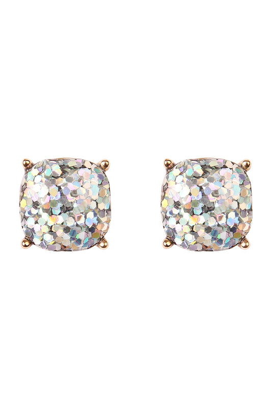 Gold Cushion Glitter Earrings