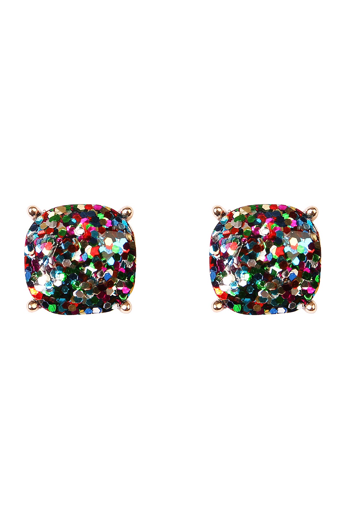 Gold Cushion Glitter Earrings