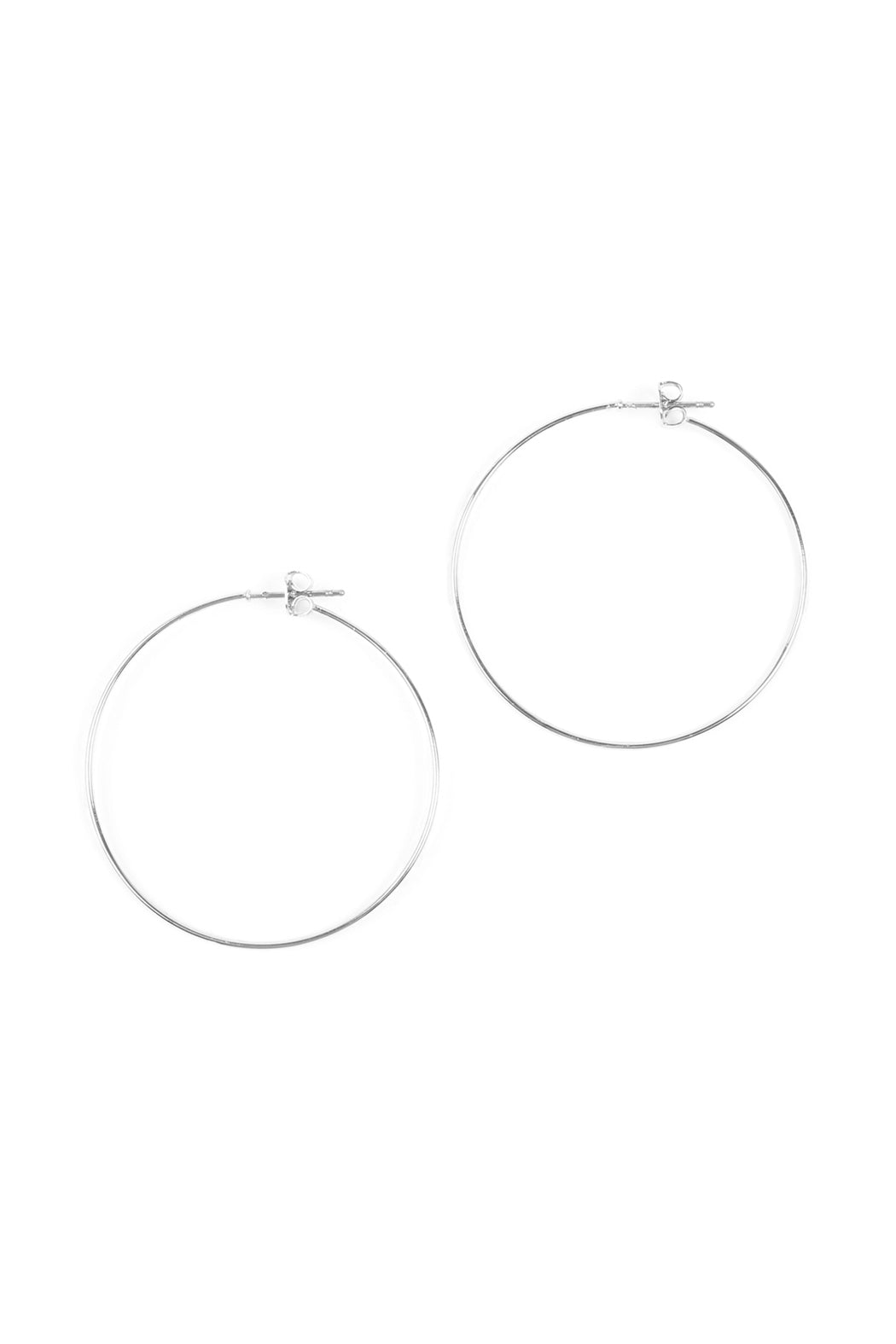 40MM Wire Hoop Earrings Silver