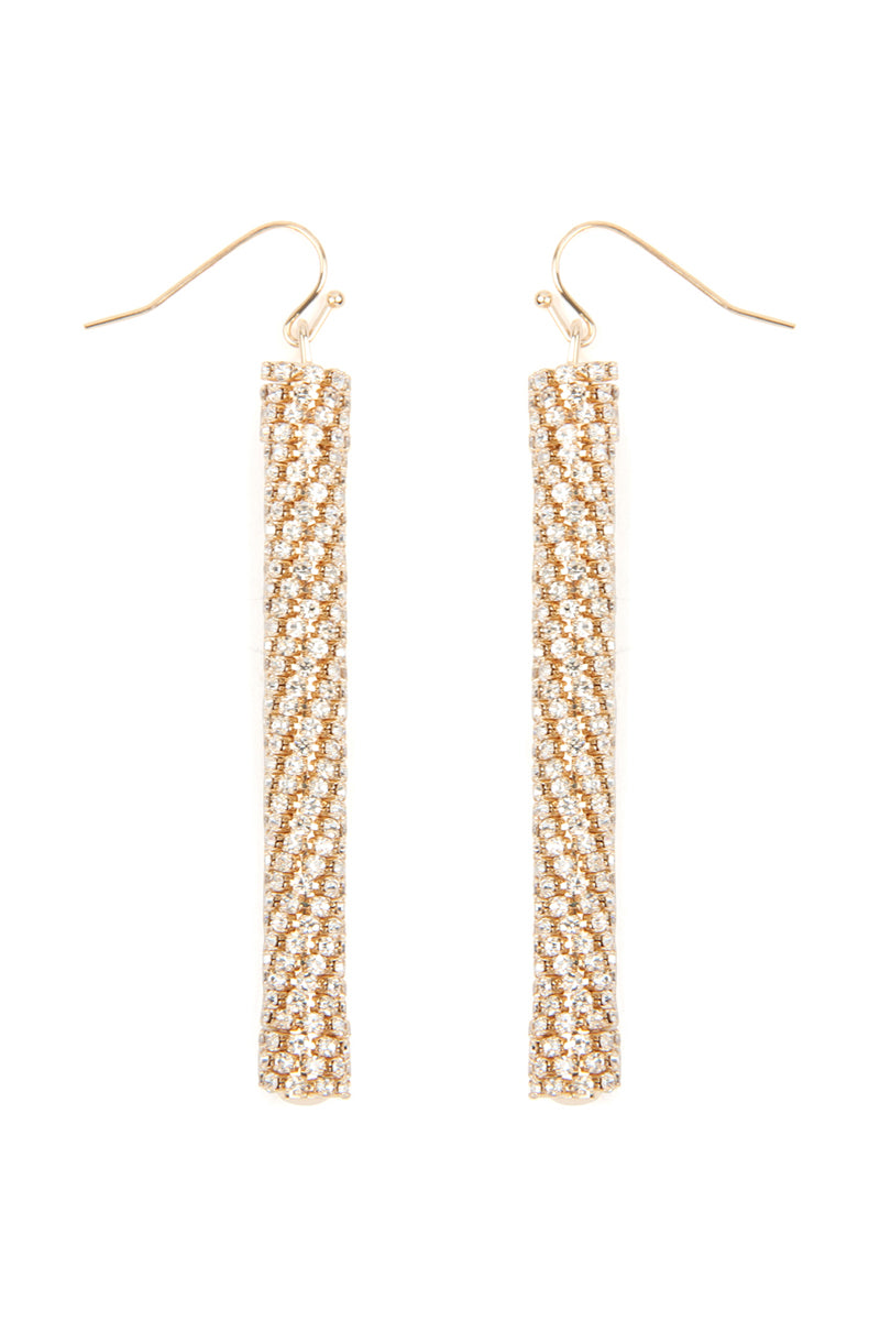 Cubic Zirconia Tube Drop Earrings Gold