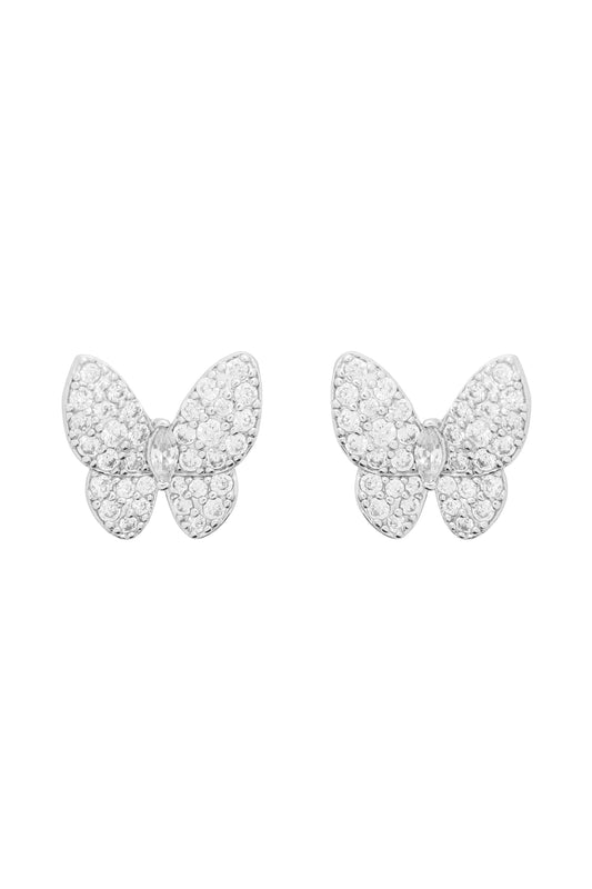 Cubic Zirconia Pave Butterfly Stud Earrings