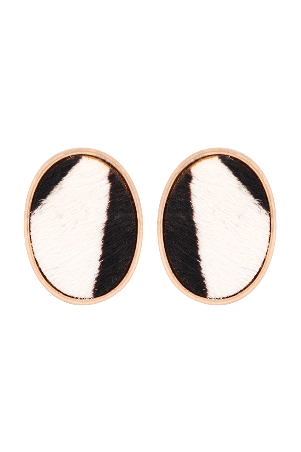 Oval Shape Leopard Print Earrings White /1Pc
