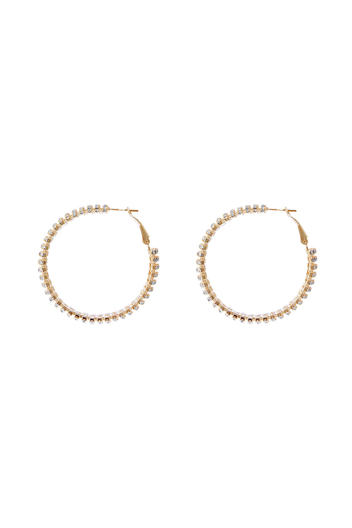 Rhinestone Line Hoop Earrings Crystal