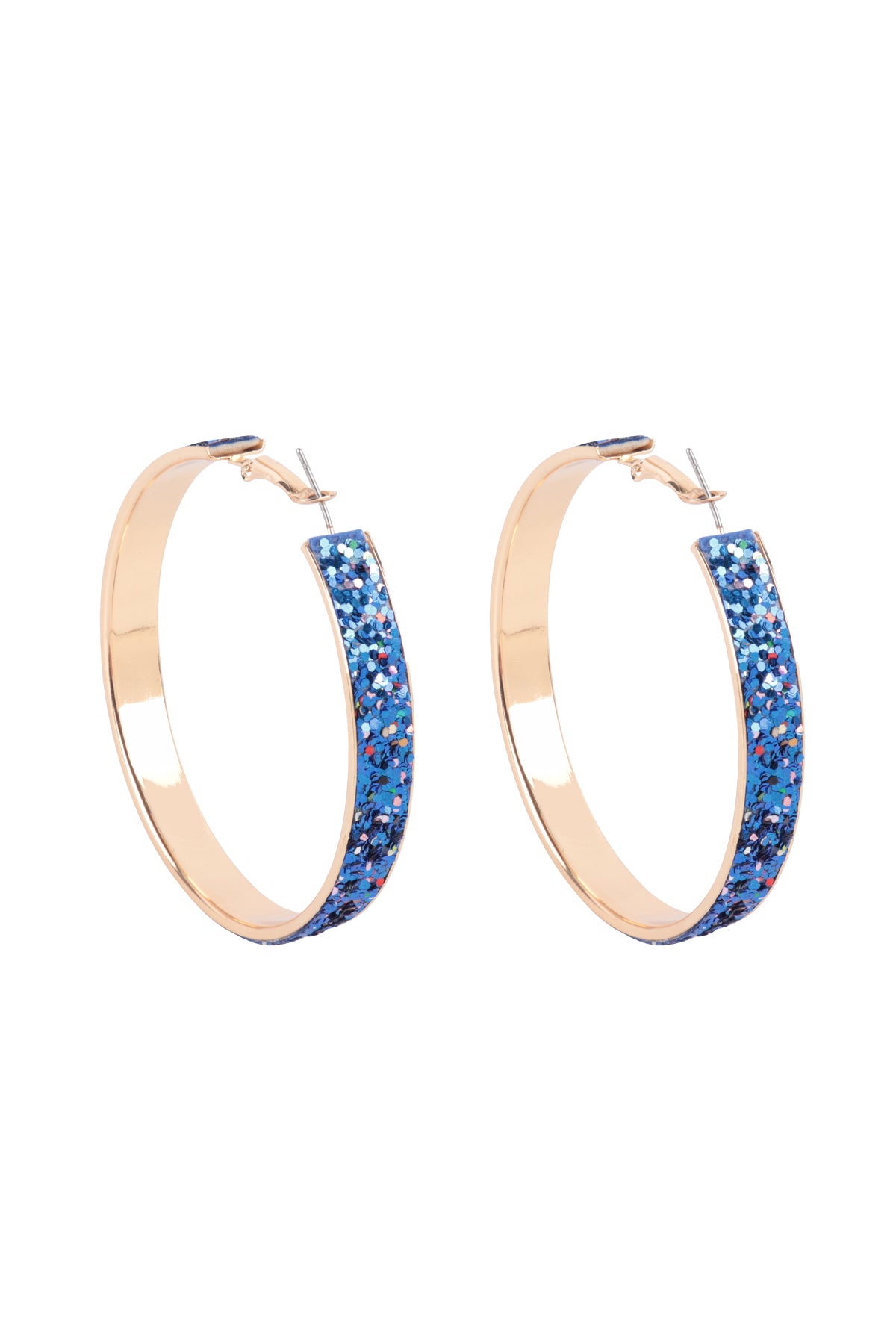 Hoop Glitter Earrings Sapphire Gold