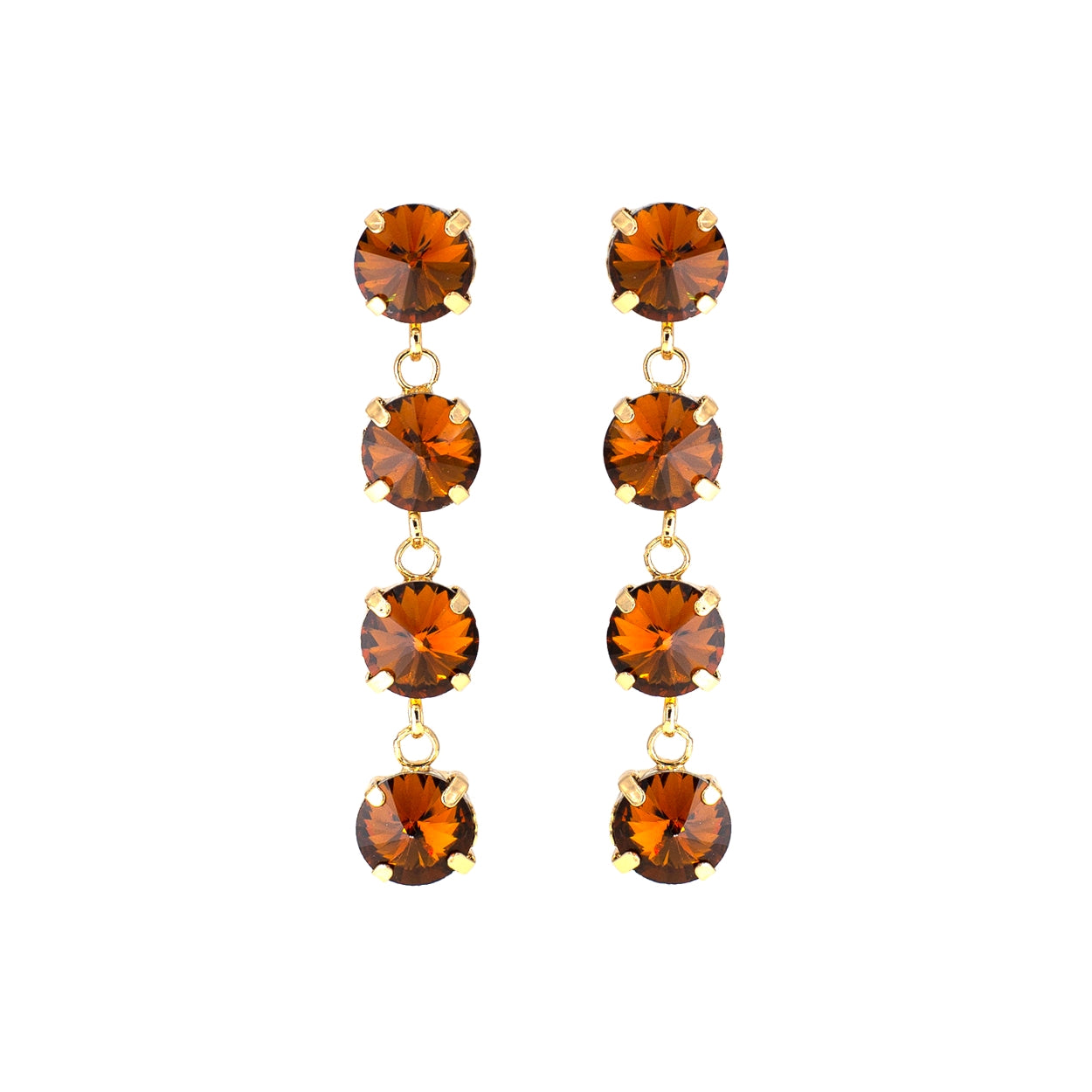 Four Rhinestone Dangling Earrings Topaz