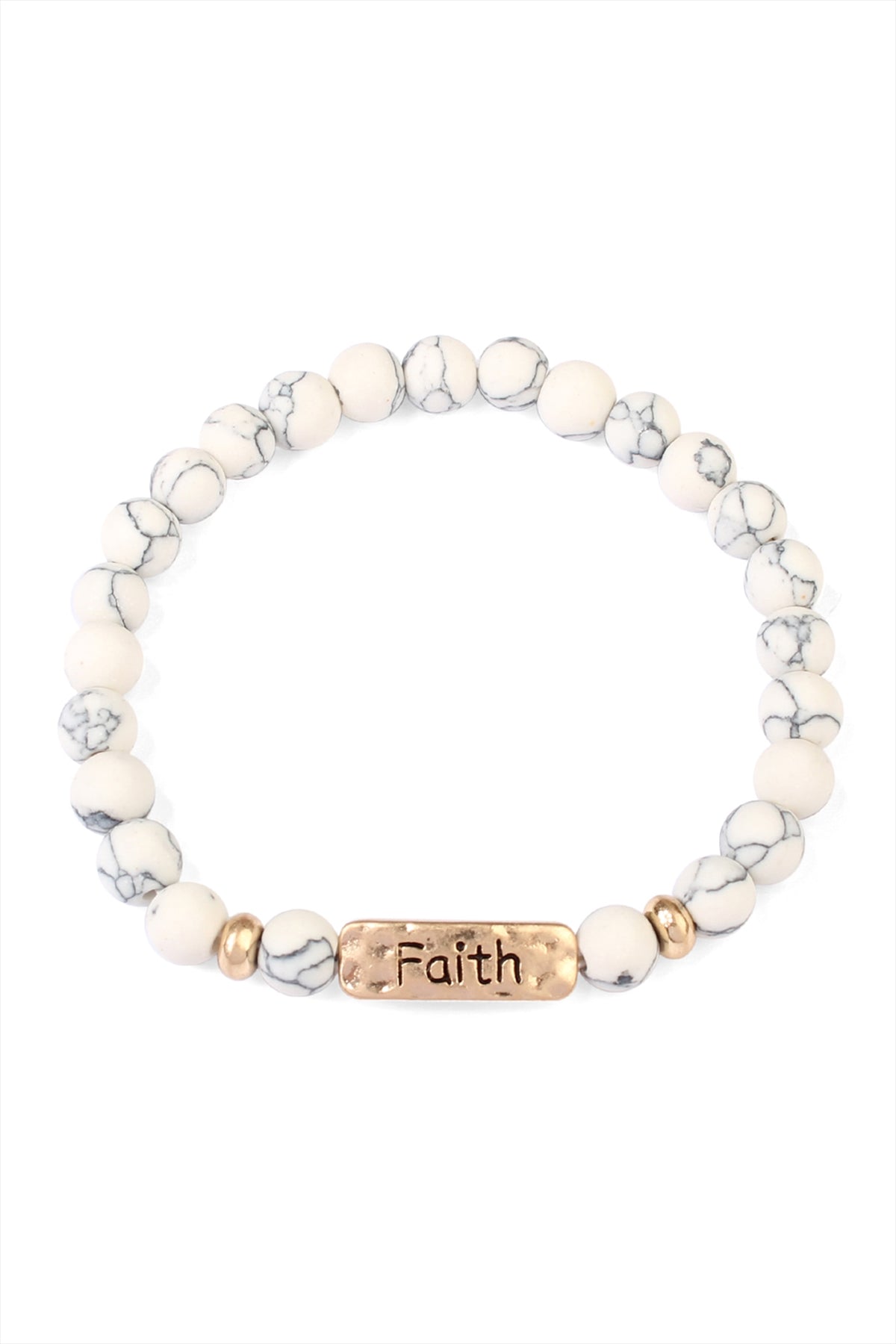 White Faith Natural Stone Stretch Bracelet