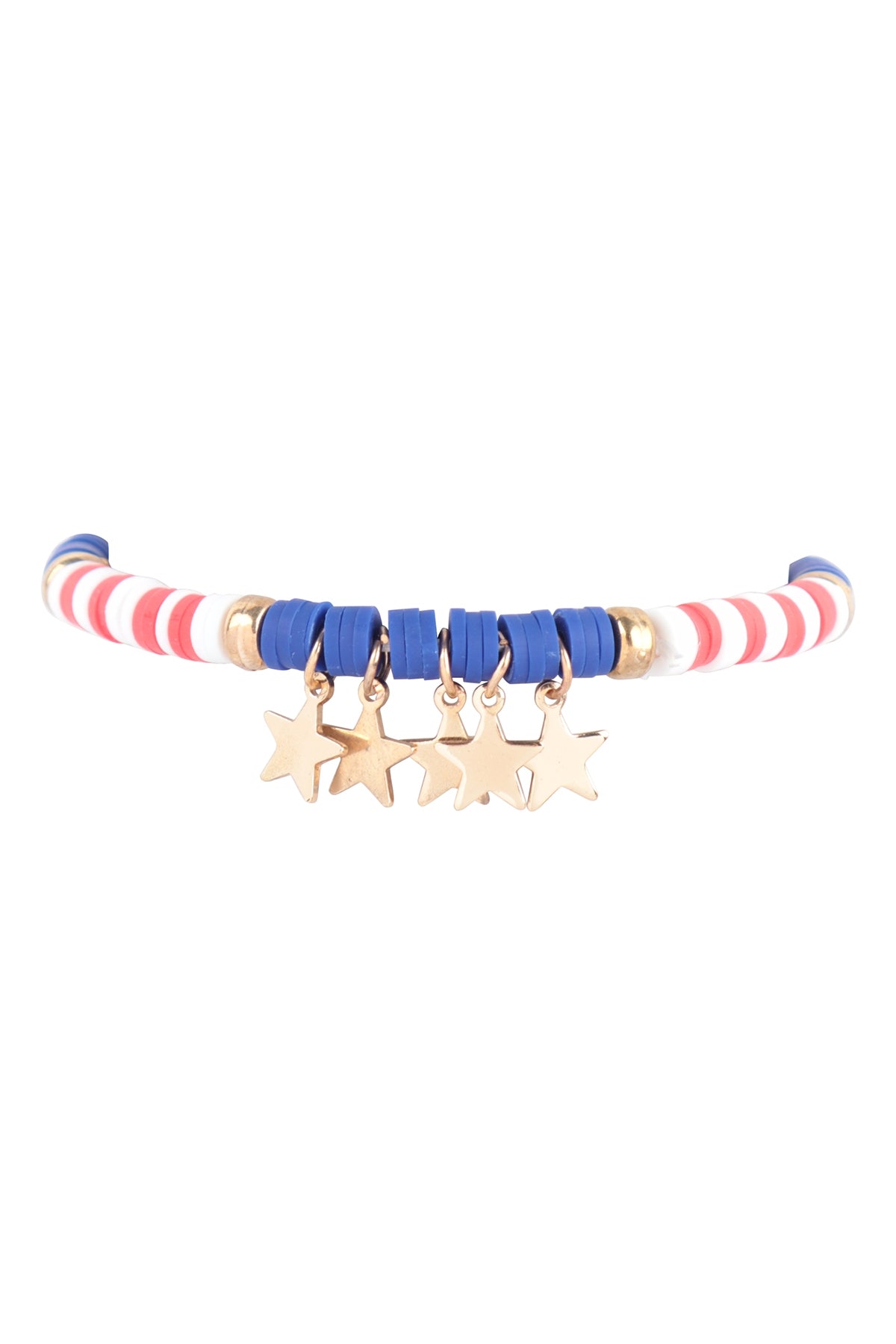 USA Flag Star Fimo Stretch Bracelet