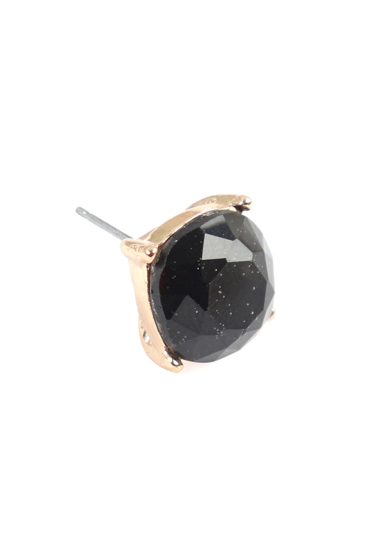 Gold Black Glitter Epoxy Stud Earrings