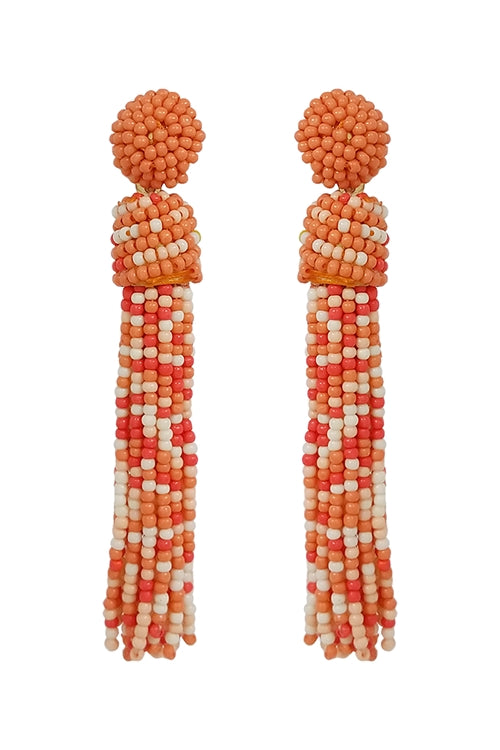 Tassel Fringe Seed Bead Drop Post Earrings