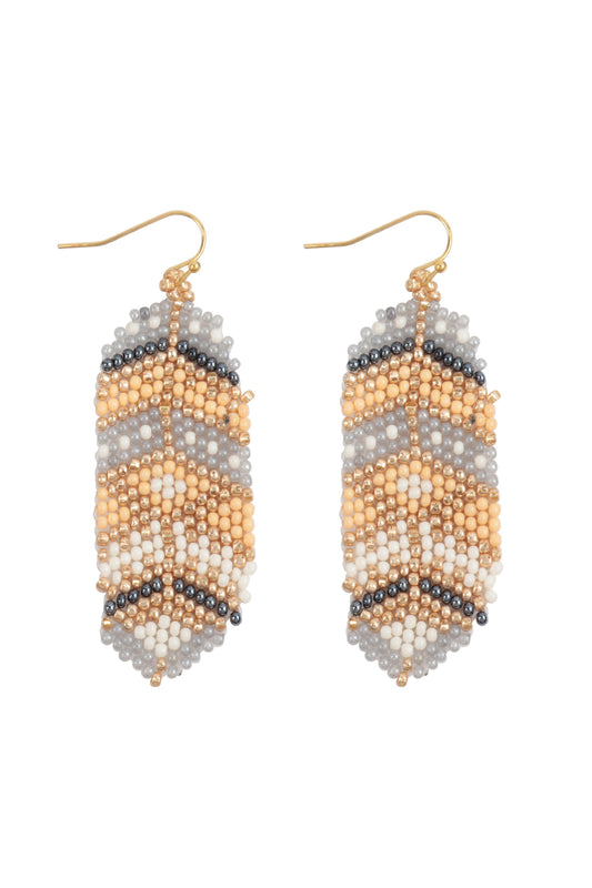 Aztec Western Seed Bead Oval Drop Earrings Tur2uoise Multicolor