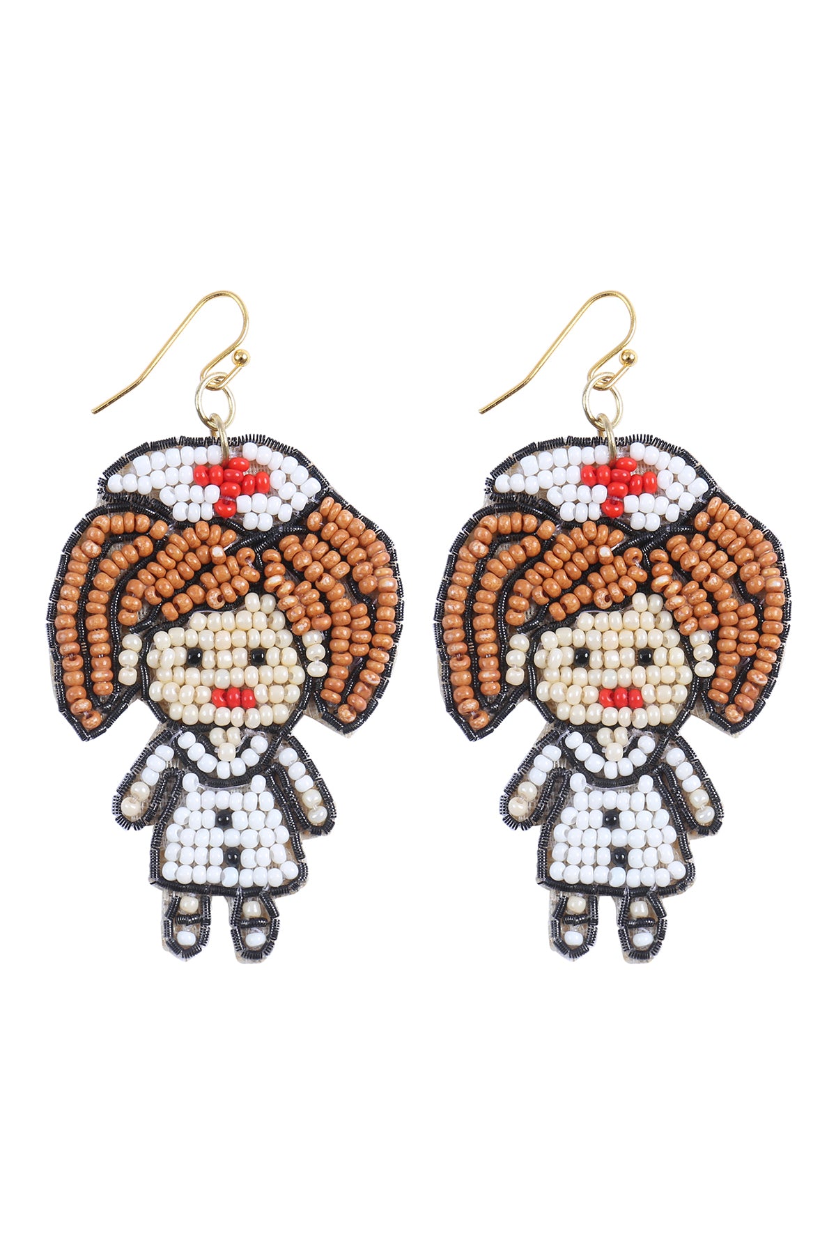 Nurse's Day Pattern Seed Bead Drop Earrings Multicolor