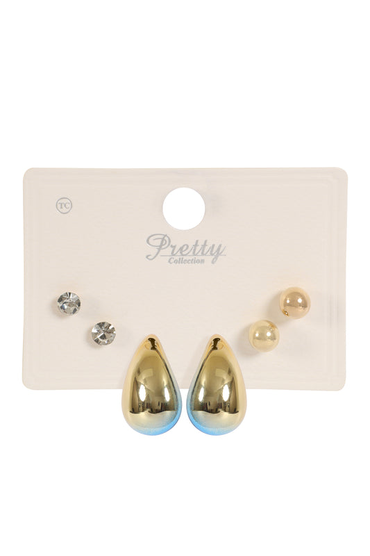 3 Pair Matte Ccb Earrings