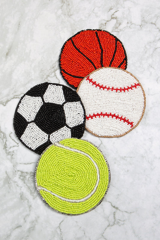4" Baseball Handmade Seed Bead Coaster
