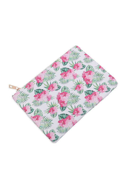 Tropical Flower Print Pouch