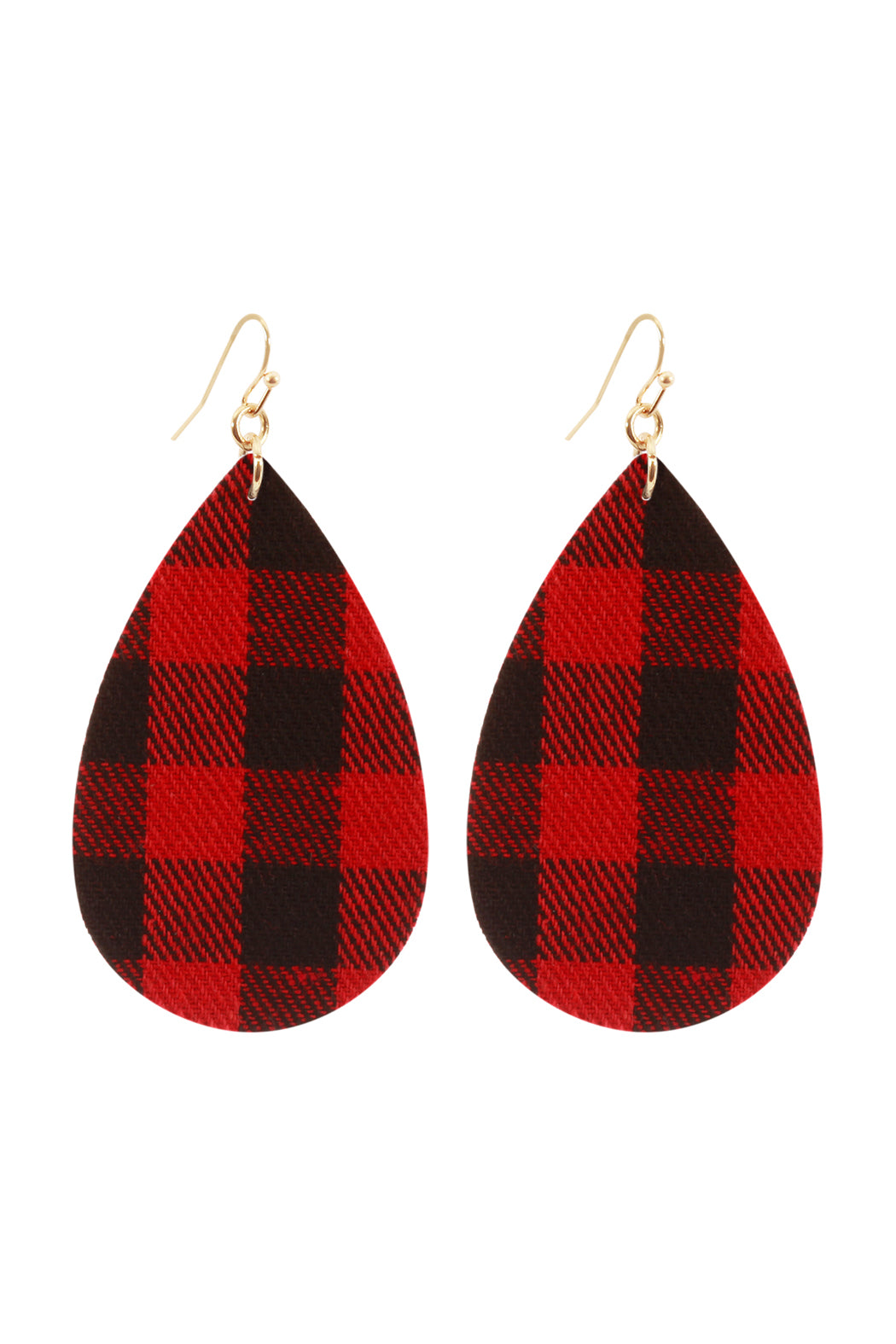 Red Black Plaid Teardrop Earrings