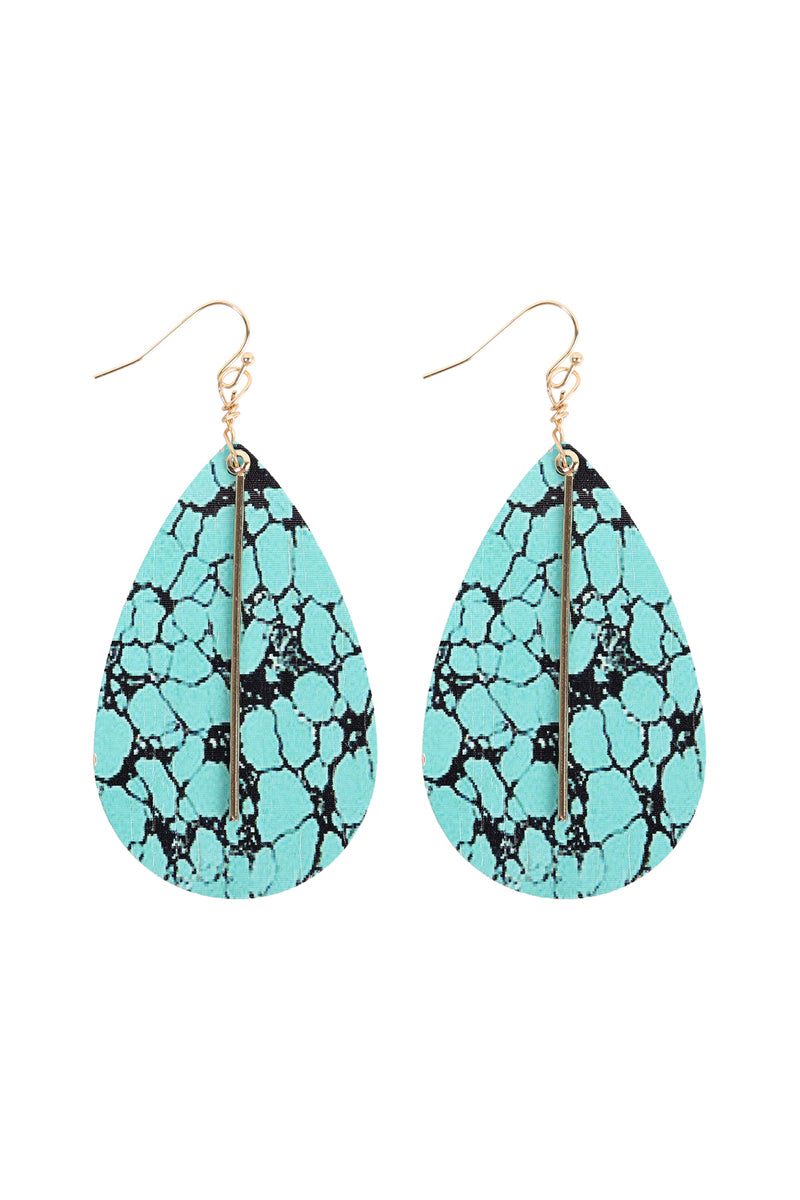 Semi Wood Fish Hook Bar Earrings Tur2uoise
