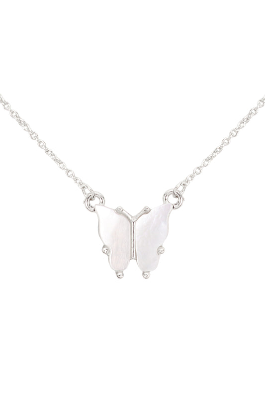 Natural Mop Butterfly Pendant Necklace