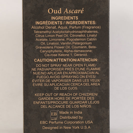 Oud Ascare Spray Perfume Eau De Parfum For Men And Women - 100ML/3.4FL.OZ./3PCS