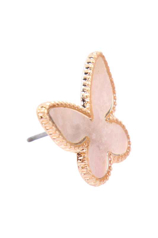 Butterfly Mop Post Earrings Matte Gold Cream