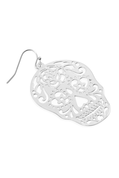 Skull Color Coating Filigrree Earrings Silver