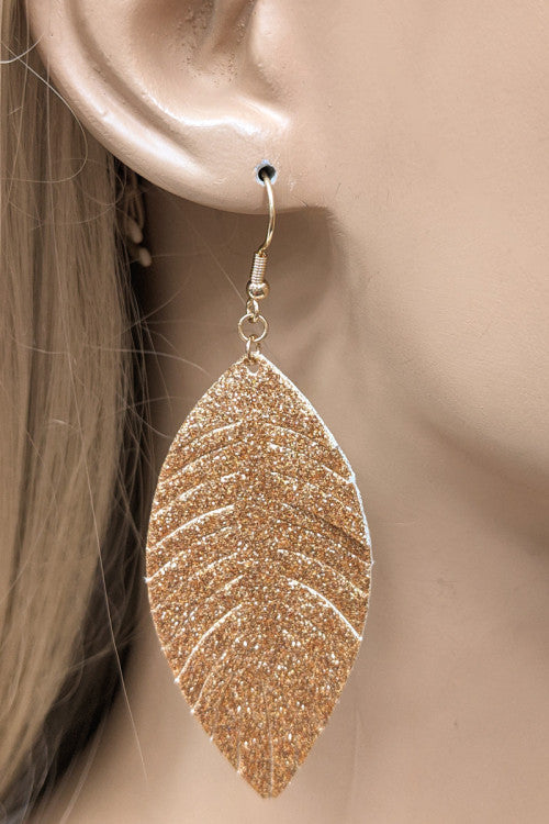 Animal Print Leaf Drop Earrings