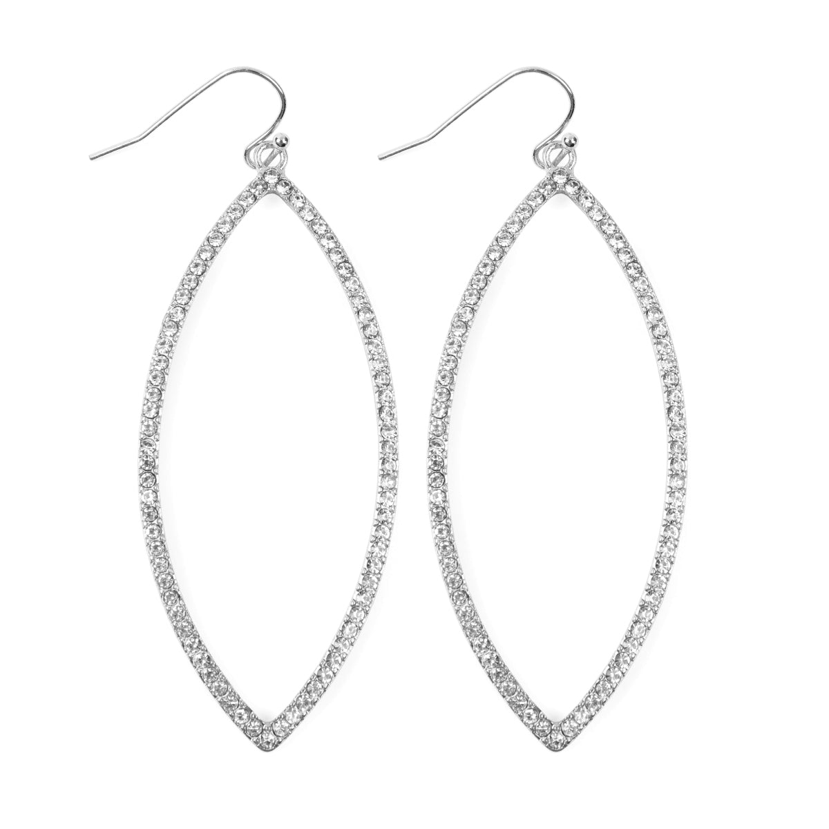 Open Maruise Shape Pave Earrings Rhodium Clear