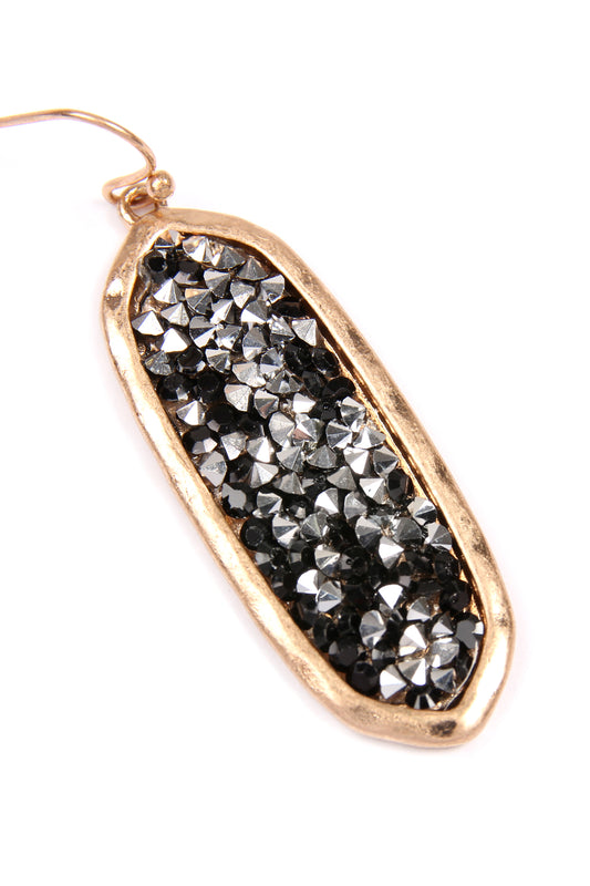 Glitter Faceted Oval Drop Earrings