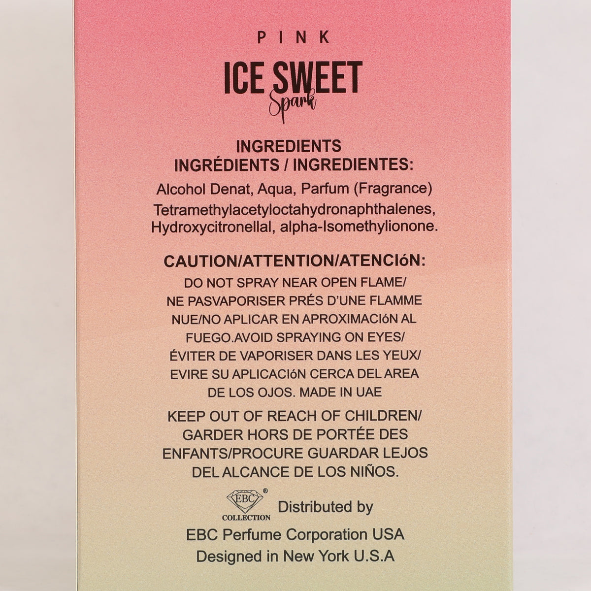 Ice Sweet Spark Pink Spray Perfume Eau De Parfum For Women - 100ML/3.4FL.OZ./3PCS