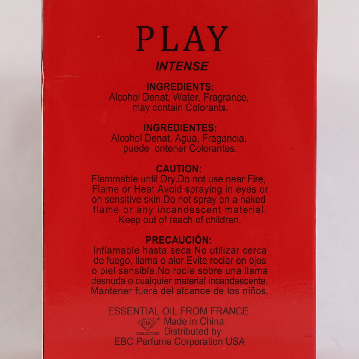 Play Intense Spray Cologne Eau De Toilette For Men - 100ML/3.4 FL.OZ./3PCS