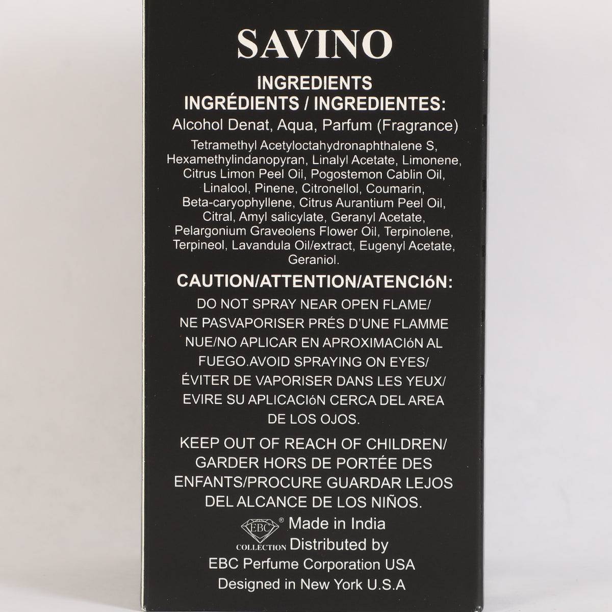 Savino For Spray Perfume Eau De Parfum For Men - 100ML/3.4FL.OZ.