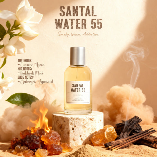 Santal Water 55 Spray Perfume Eau De Toilette For Men And Women - 100ML/3.4 FL.OZ./3PCS