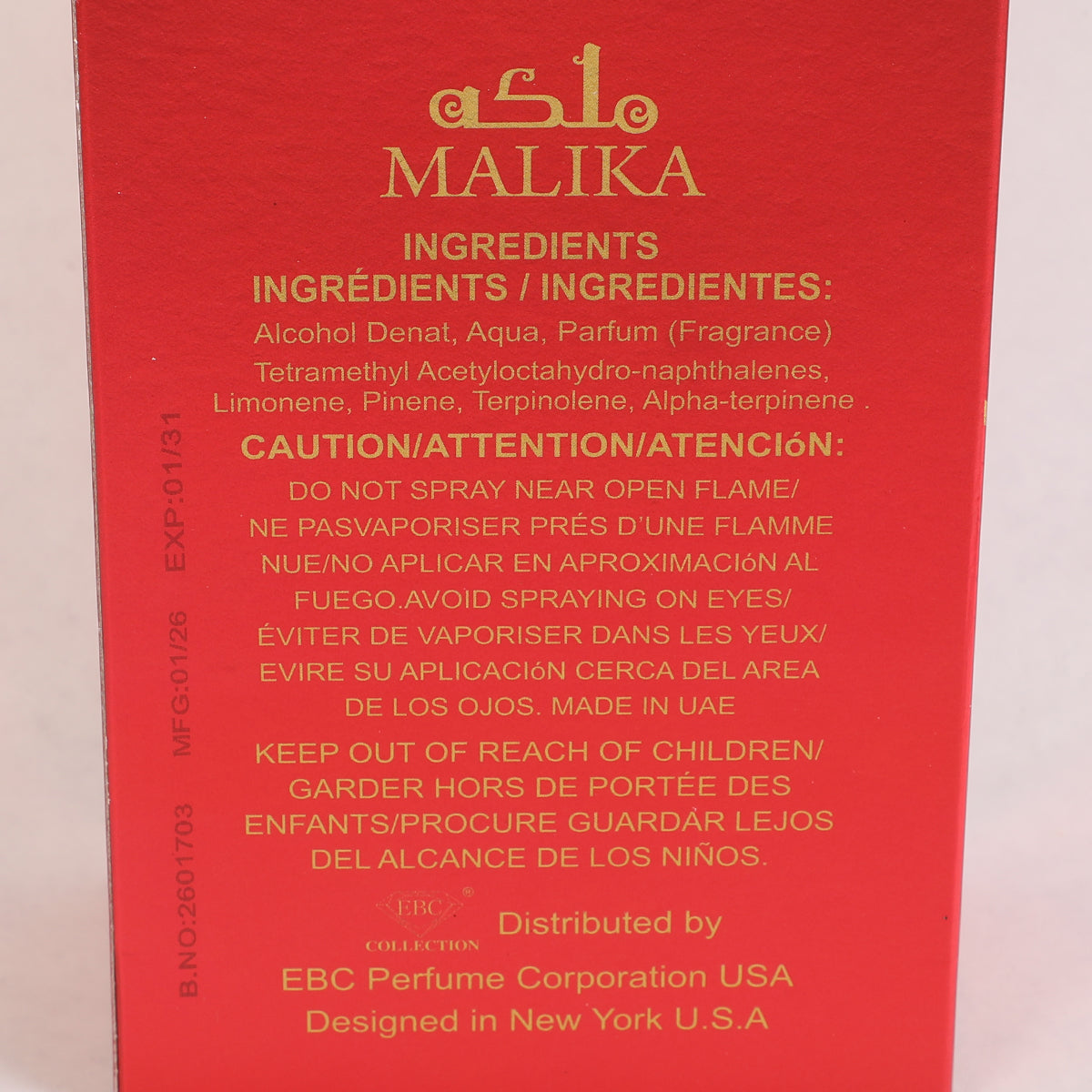 Malika Spray Perfume Eau De Parfum For Men And Women - 100ML/3.4FL.OZ./3PCS