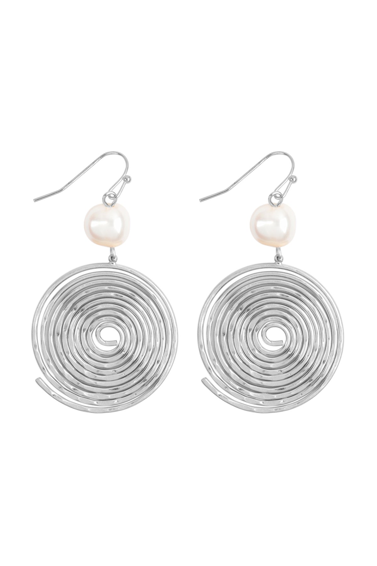 Round Swirl With Pearl Hook Earrings