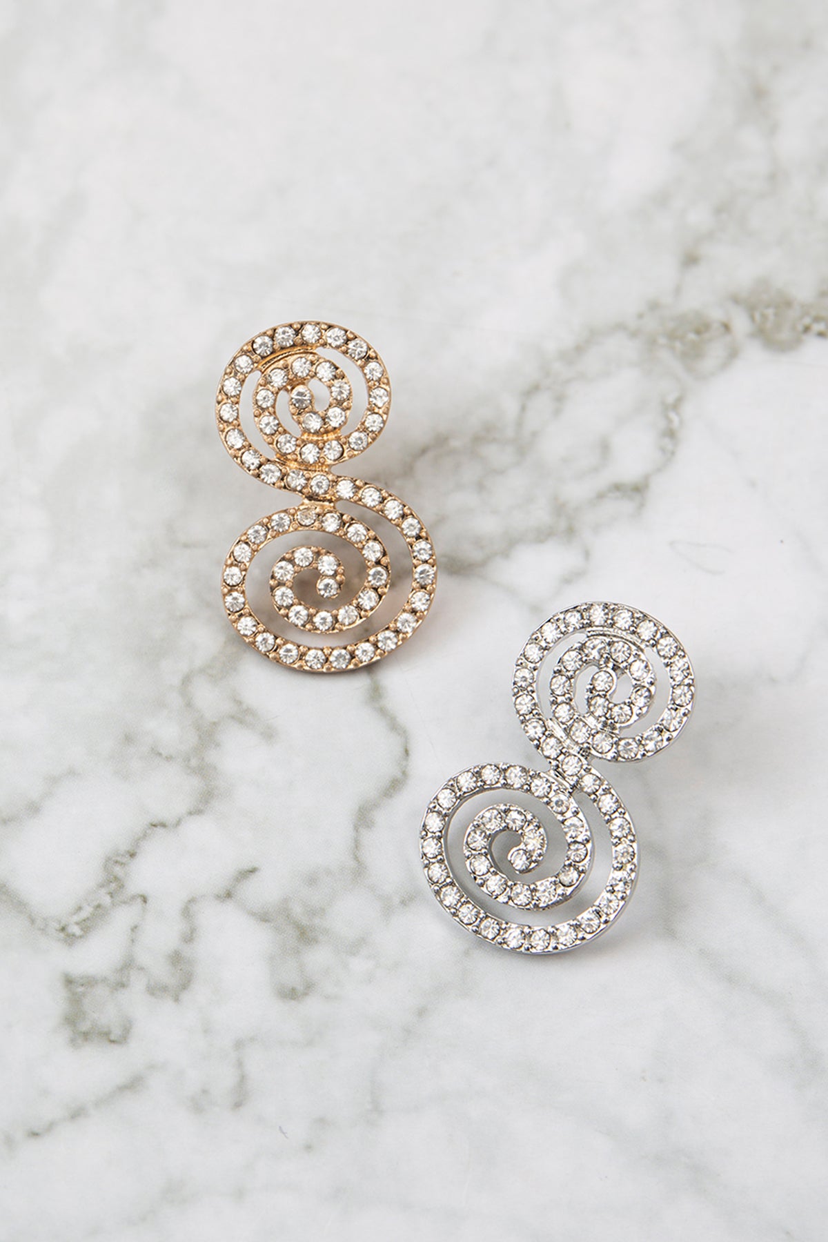 Round Swirl Rhinestone Post Earrings