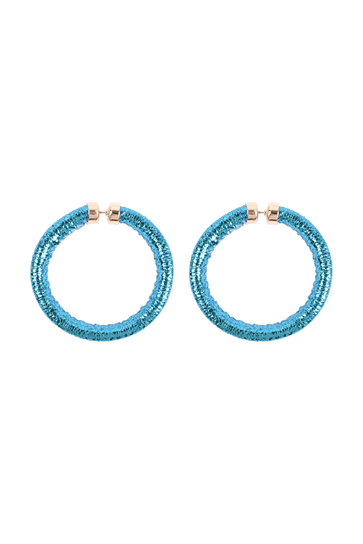 Glitter PU Leather Hoop Earrings Blue