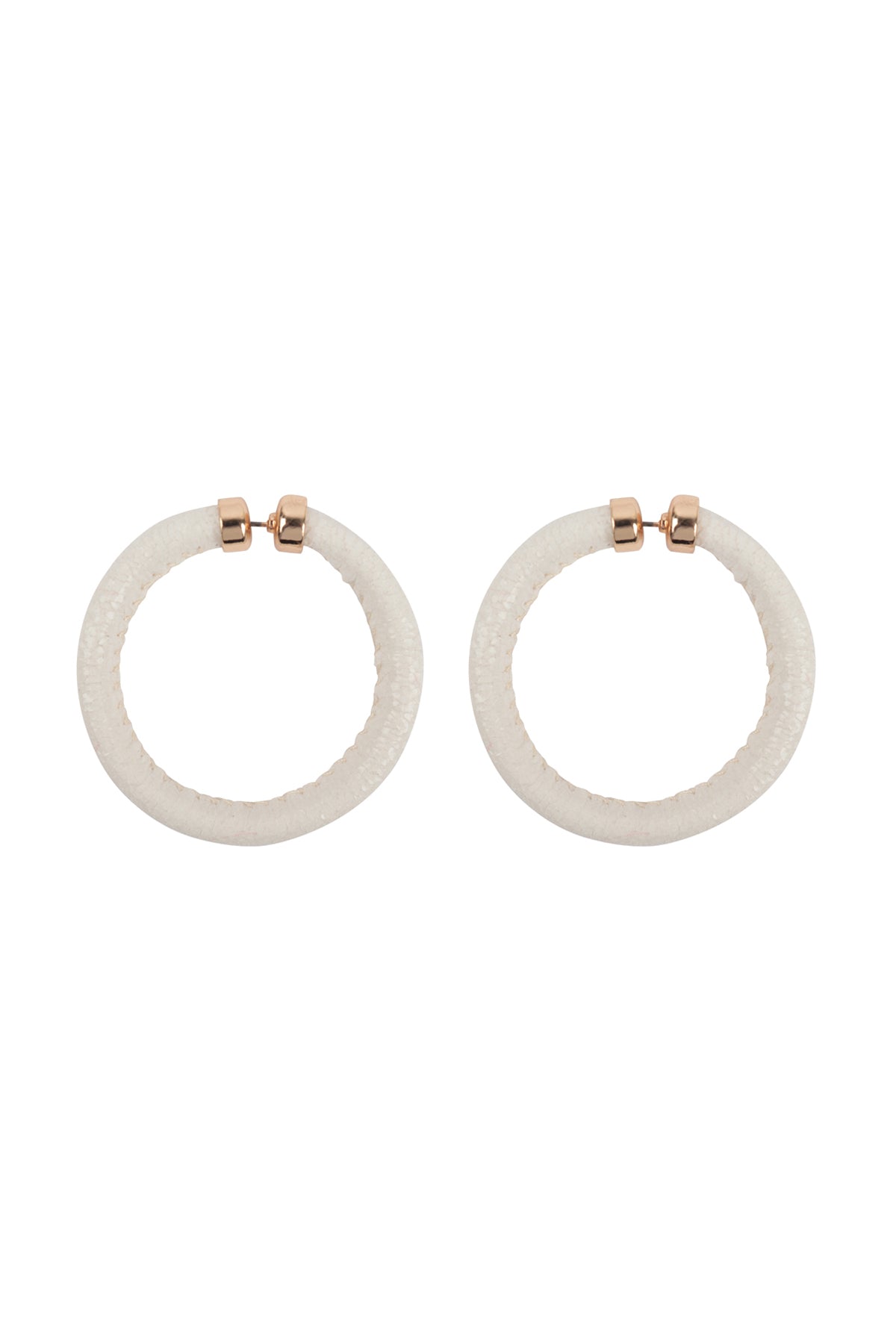 Glitter PU Leather Hoop Earrings White