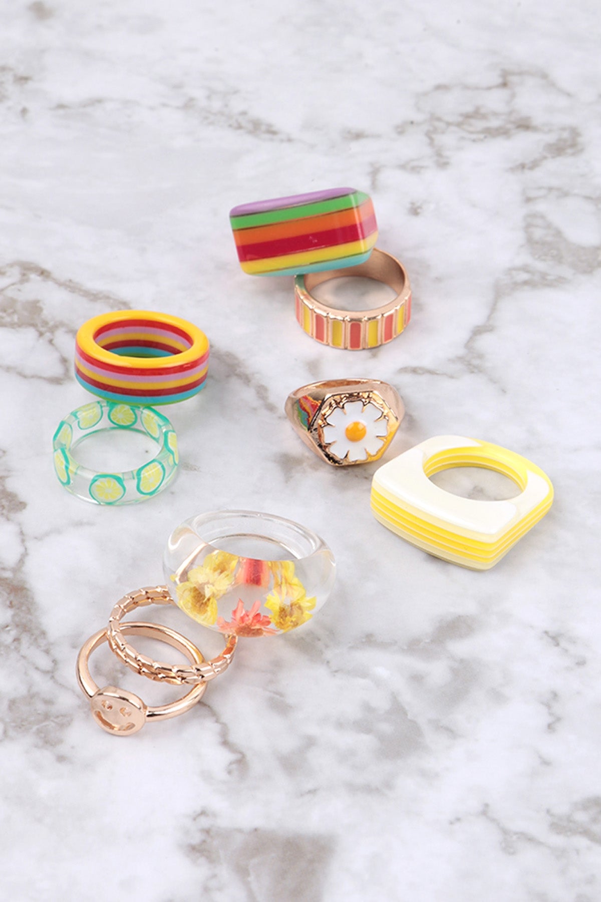 Resin Color 2 Pcs Ring Set