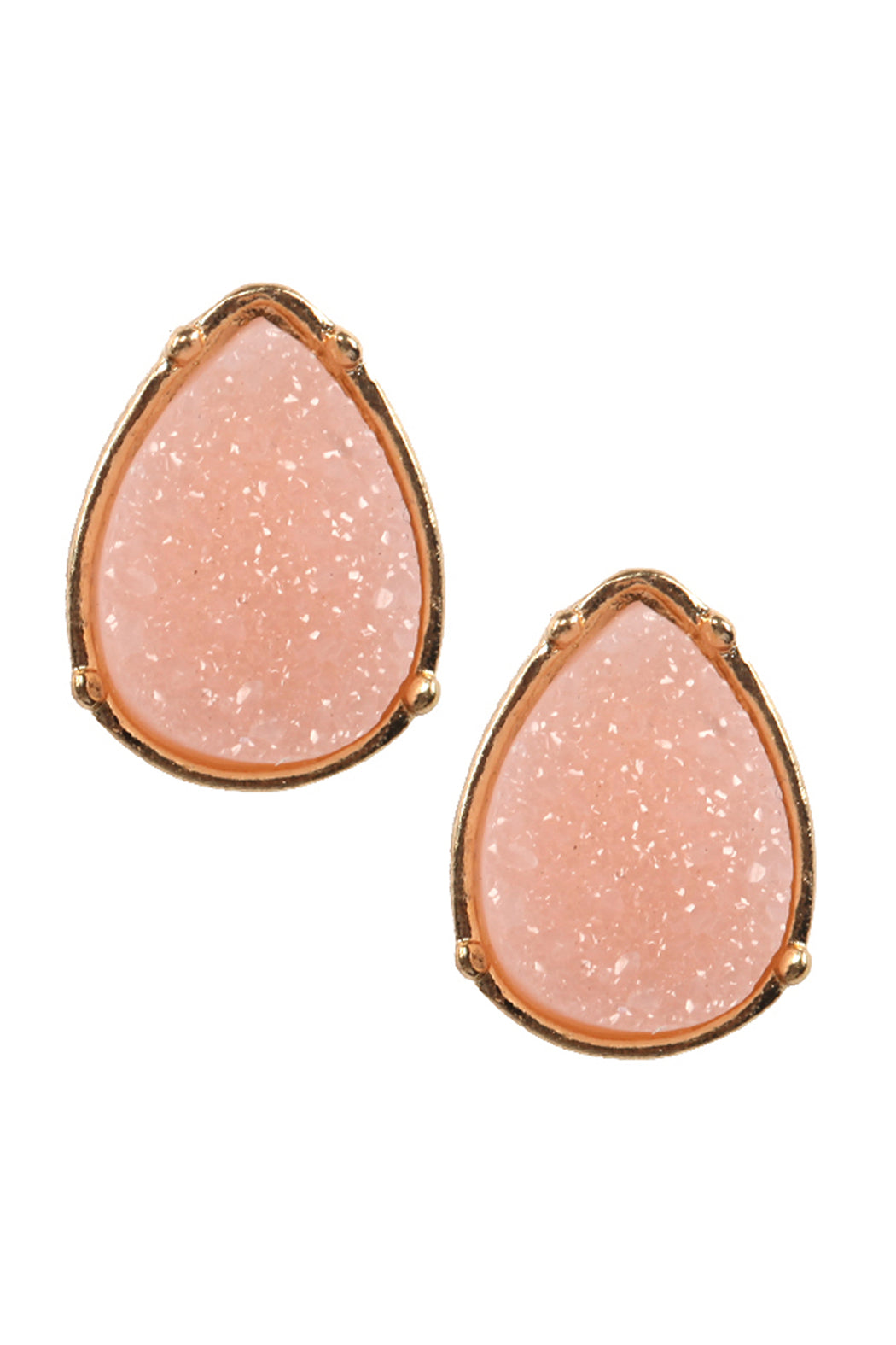 Druzy Teardrop Post Earrings Light Pink