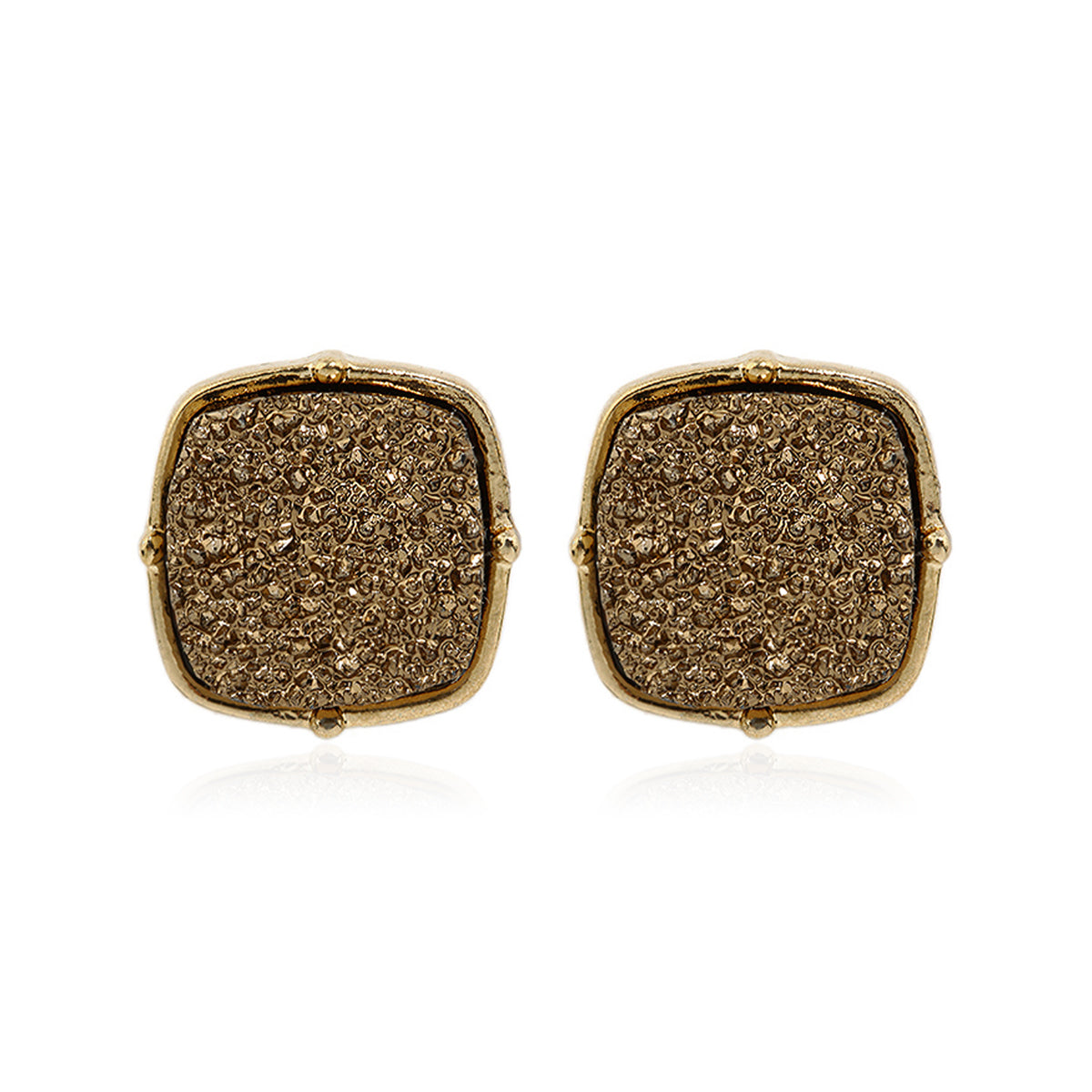 Druzy Post S2uare Earrings Brown