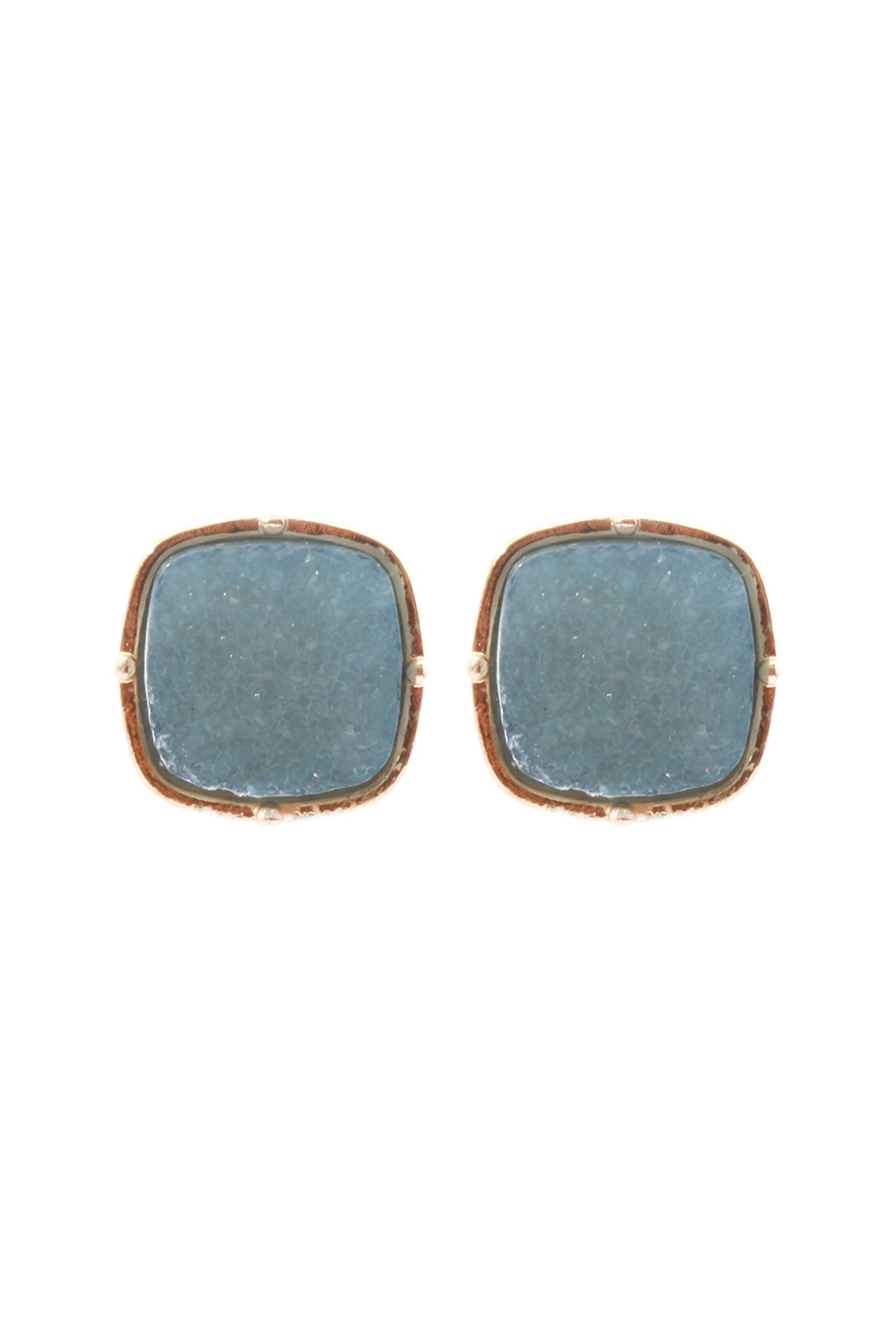 Druzy Post S2uare Earrings Light Blue