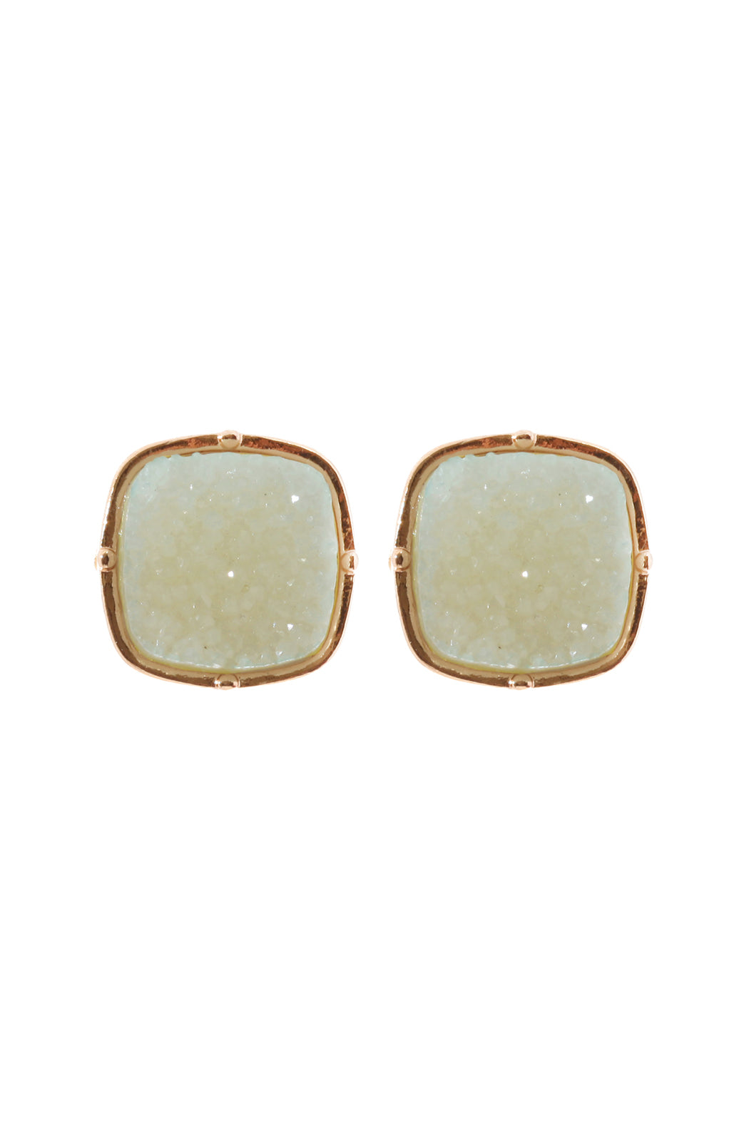 Druzy Post S2uare Earrings Light Mint