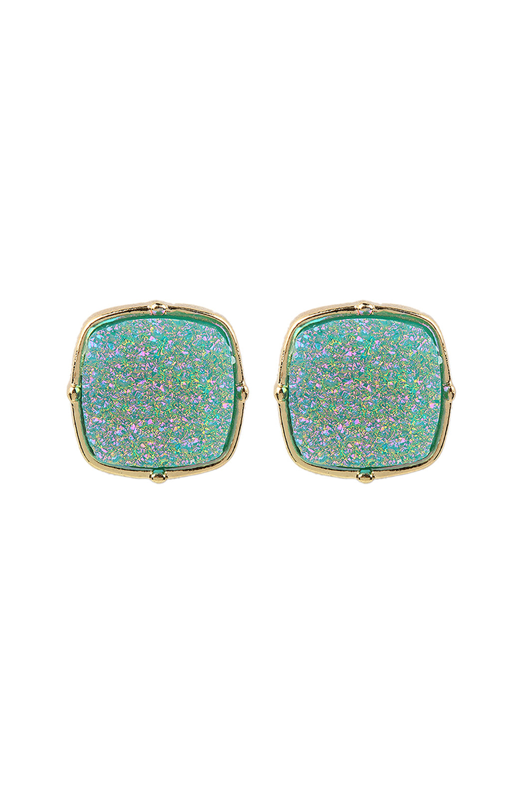 Druzy Post S2uare Earrings Mint