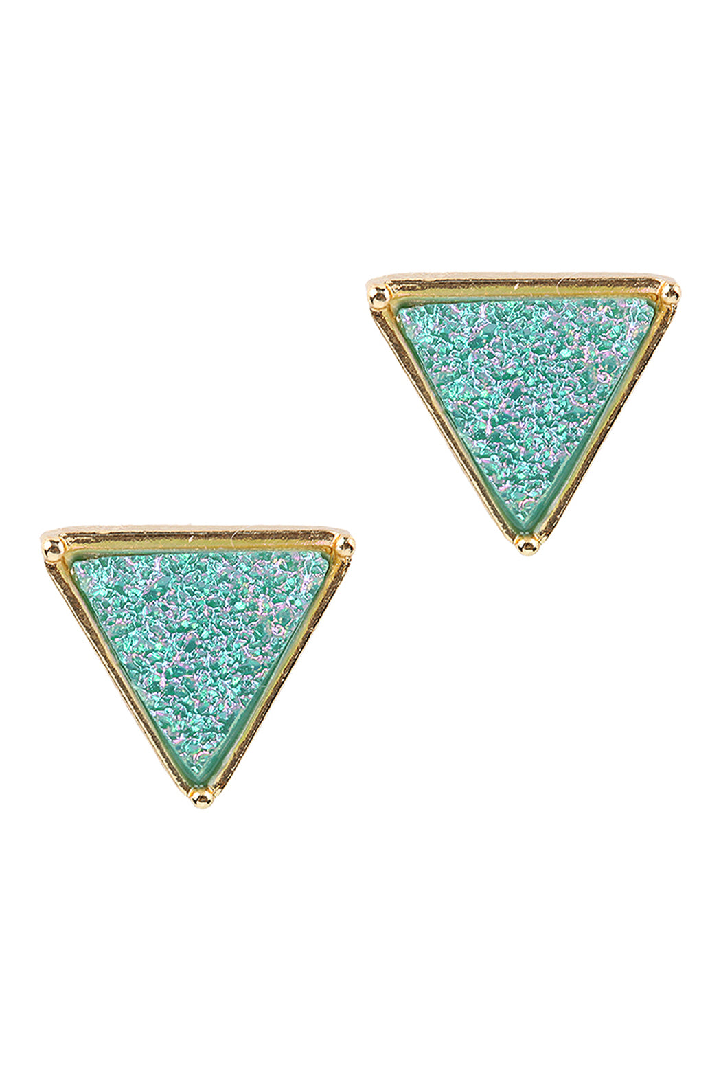 Druzy Triangle Post Earrings Mint /6Pcs
