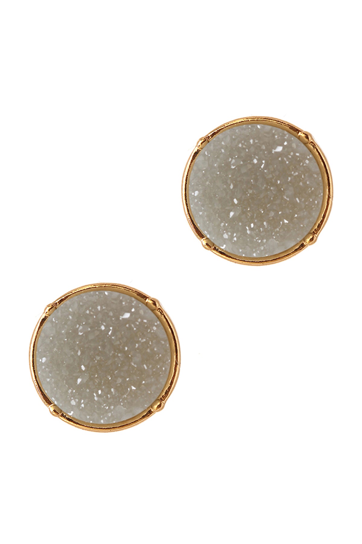 Druzy Round Post Earrings Gray