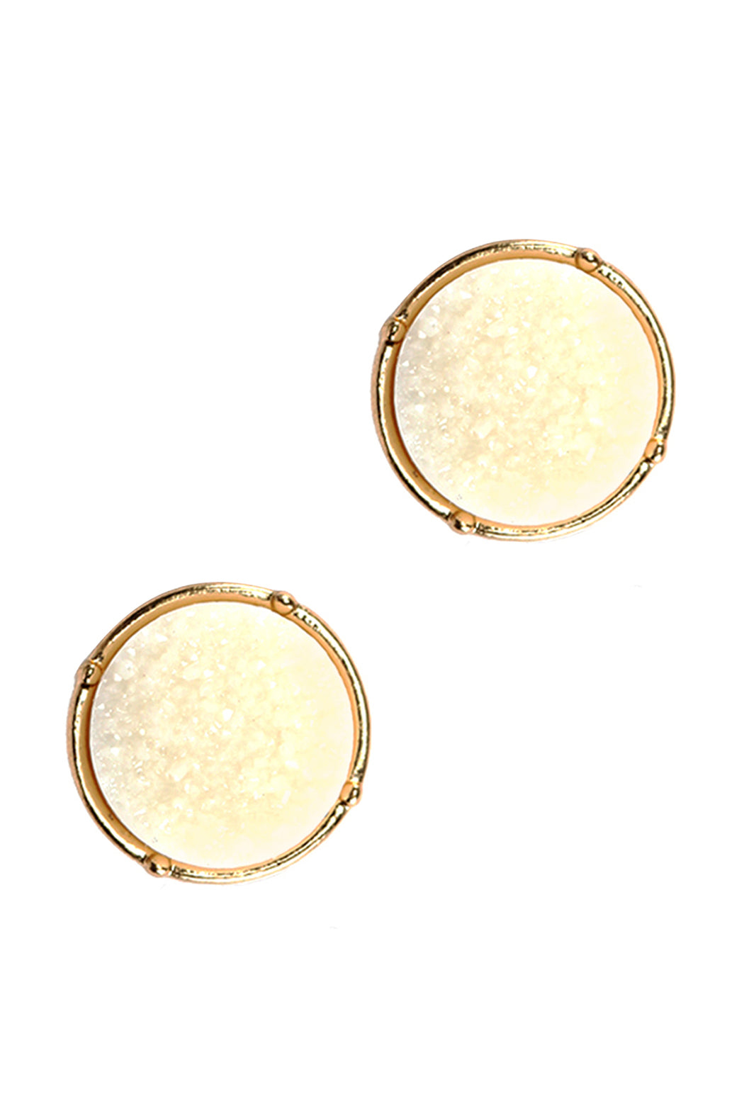 Druzy Round Post Earrings Ivory